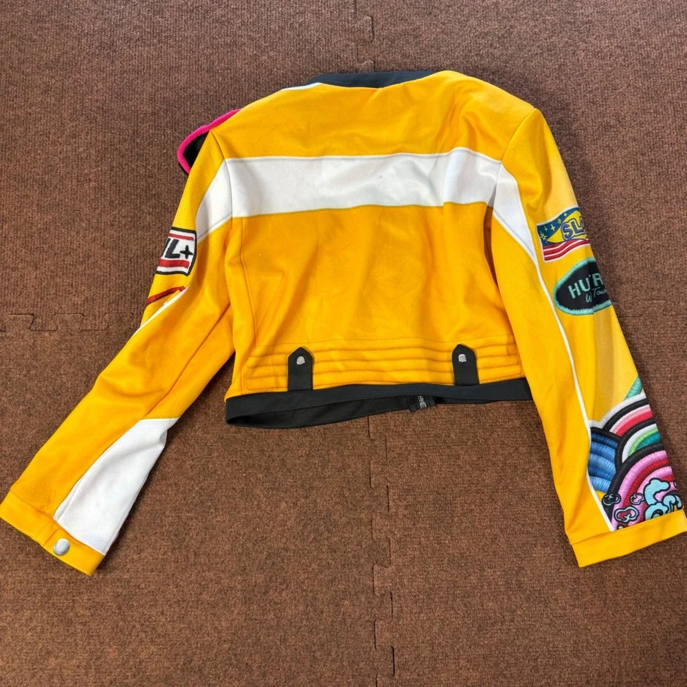 A+ fun Netflix K-Pop Demon Hunters Kids Jacket Yellow Cropped Moto Cosplay XL